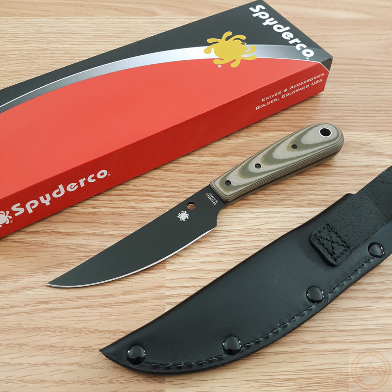 Spyderco Bow River Fixed Knife 4.25" Black Coated 8Cr13MoV Steel Full Tang Blade Tan And OD Green G10 Handle FB46GPODBK -Spyderco - Survivor Hand Precision Knives & Outdoor Gear Store