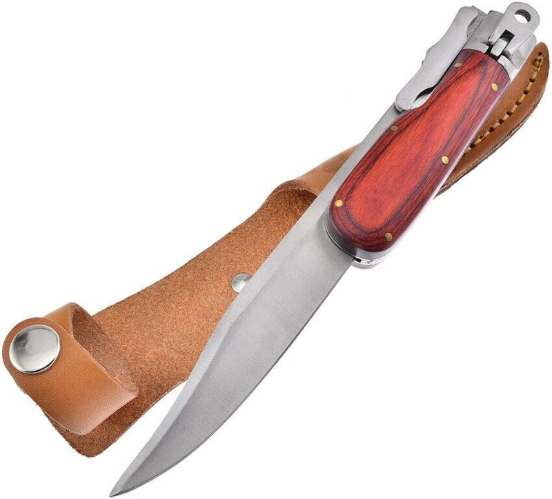 Frost Cutlery Bowie Folding Knife 4.25" 3Cr13 Steel Blade Brown Pakkawood Handle HP814 -Frost Cutlery - Survivor Hand Precision Knives & Outdoor Gear Store