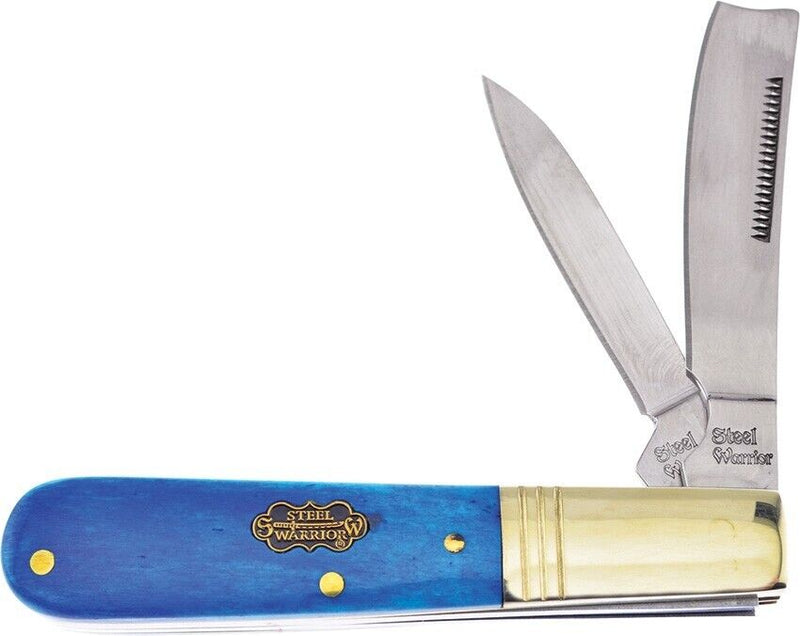 Frost Cutlery Barlow/One Arm Pocket Knife Stainless Steel Razor/Pen Blades Blue Smooth Bone Handle W035BLSB -Frost Cutlery - Survivor Hand Precision Knives & Outdoor Gear Store