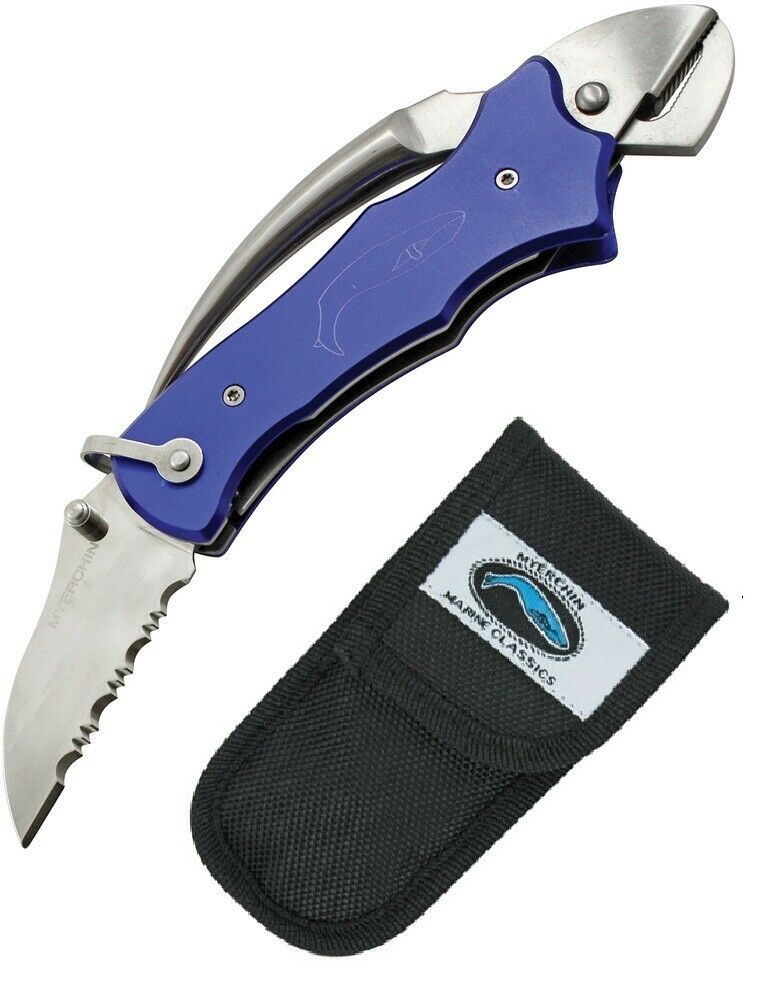 Myerchin Sailors Tool Liner Folding Knife Stainless Steel Blade Blue Aluminum Handle P300BL -Myerchin - Survivor Hand Precision Knives & Outdoor Gear Store