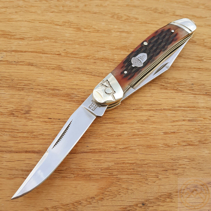 Rough Ryder Copperhead Pocket Knife Stainless Steel Clip And Skinner Blades Amber Jigged Bone Handle 2289 -Rough Ryder - Survivor Hand Precision Knives & Outdoor Gear Store