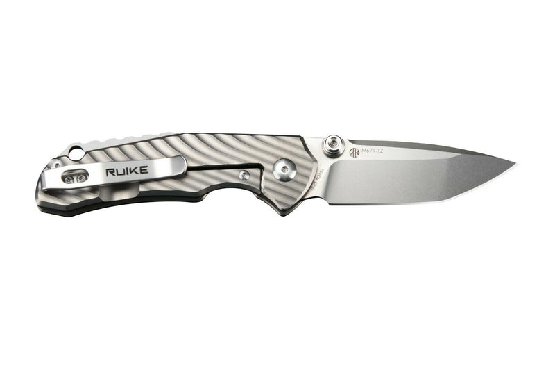 RUIKE M671-TZ Folding Knife 2.75" 154CM Steel Blade Gray Sculped Titanium Handle EM671TZ -RUIKE - Survivor Hand Precision Knives & Outdoor Gear Store