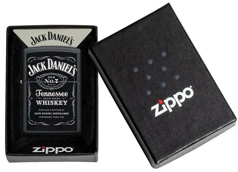 Zippo Jack Daniels Lighter Black Matte All Metal Construction Dimensions: 1.44" x 2.25" 17093 -Zippo - Survivor Hand Precision Knives & Outdoor Gear Store