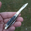 Frost Cutlery Peanut Pocket Knife Satin Finish Stainless Steel Blades Gray Bone Handle W107GY20 -Frost Cutlery - Survivor Hand Precision Knives & Outdoor Gear Store