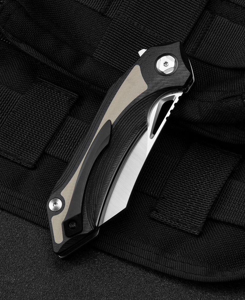 Bestech Knives Kasta Linerlock Folding Knife 3.5" 154CM Steel Blade Black And Tan G10 Handle KG45B -Bestech Knives - Survivor Hand Precision Knives & Outdoor Gear Store