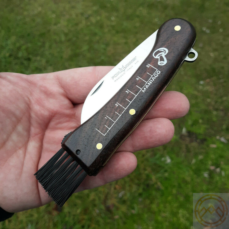 Fox Mushroom Folding Knife 3" Niolox Tool Steel Hawkbill Blade Brown Wood Handle X403 -Fox - Survivor Hand Precision Knives & Outdoor Gear Store