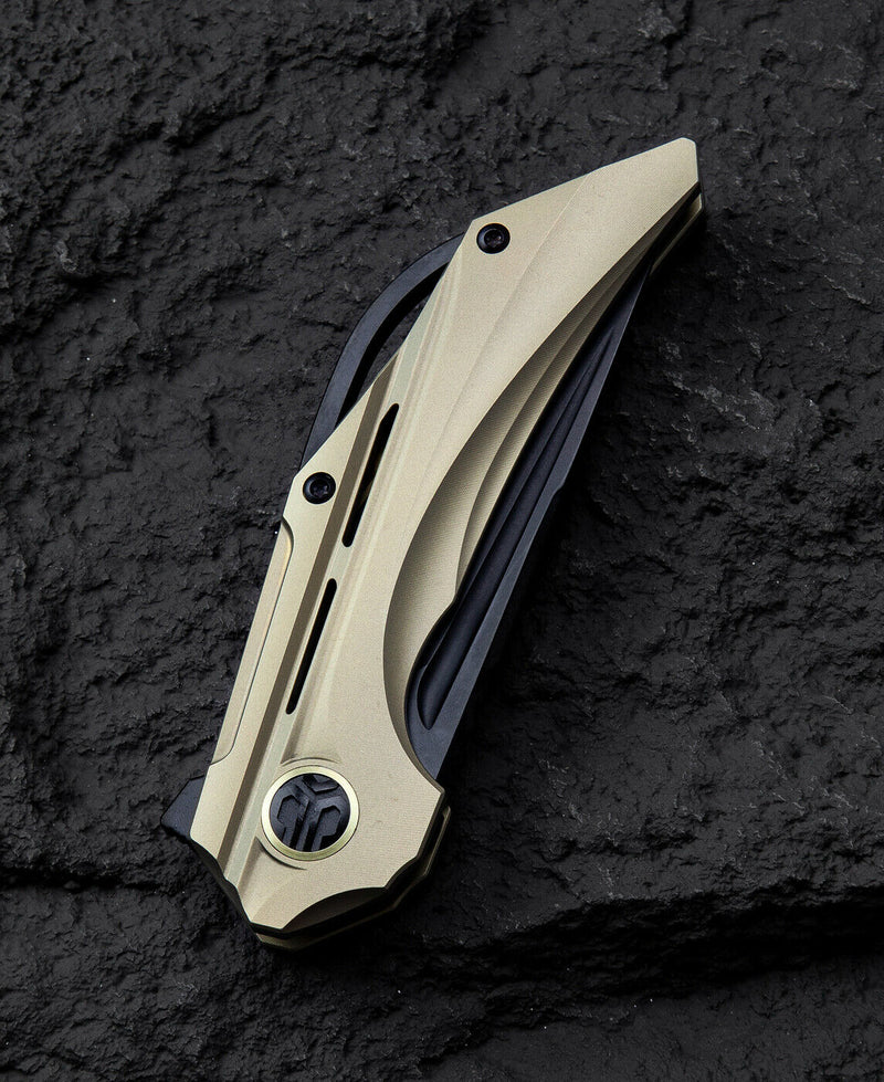 Bestech Knives Vigil Folding Knife 3.25" Bohler M390 Steel Blade Gold Titanium Handle T2201E -Bestech Knives - Survivor Hand Precision Knives & Outdoor Gear Store