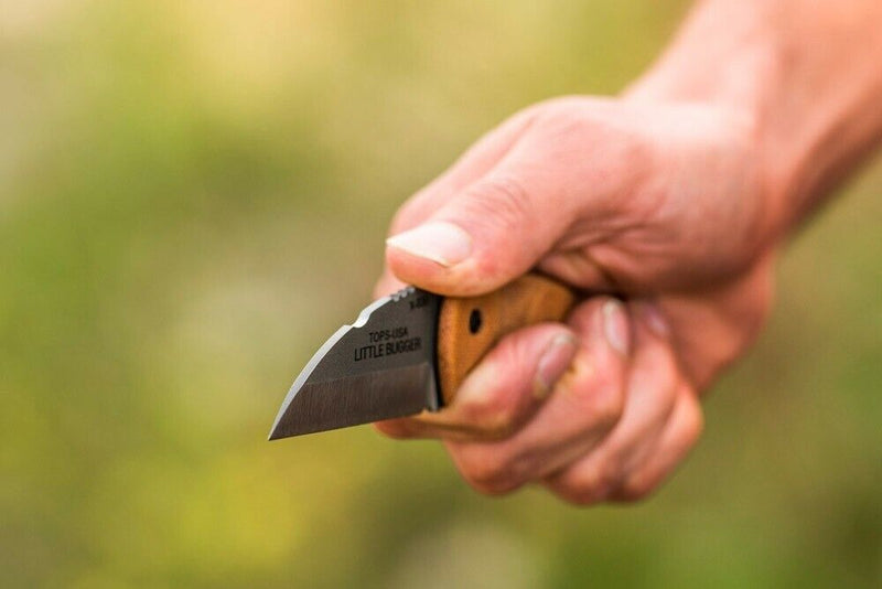 TOPS Little Bugger Fixed Knife 2.38" 1095HC Steel Blade Tan Canvas Micarta Handle LILB01 -TOPS - Survivor Hand Precision Knives & Outdoor Gear Store
