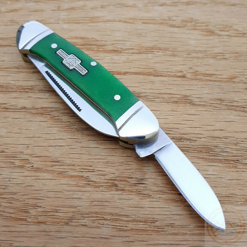 Rough Ryder Mini Canoe Pocket Knife Stainless Blades Green Smooth Bone Handle 057 -Rough Ryder - Survivor Hand Precision Knives & Outdoor Gear Store