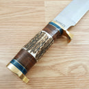 Marbles Fixed Knife 10" Satin Finish Stainless Steel Bowie Blade Stag/Brass Handle 589 -Marbles - Survivor Hand Precision Knives & Outdoor Gear Store