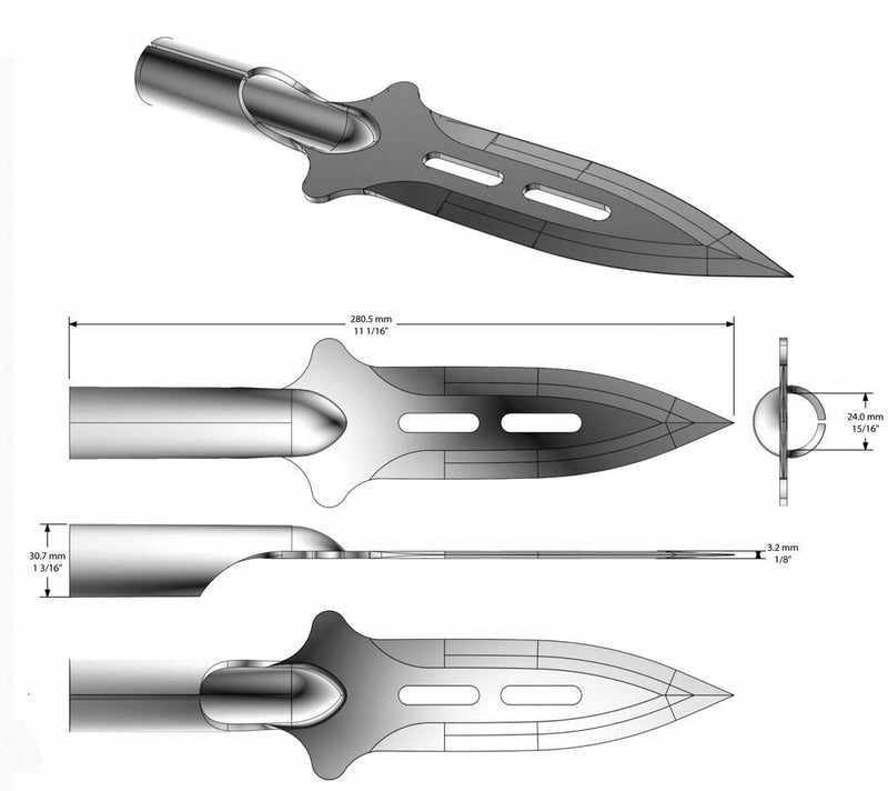 United Cutlery Colombian Spear 6.25" Black SK5HC Steel One Piece Construction 3122 -United Cutlery - Survivor Hand Precision Knives & Outdoor Gear Store