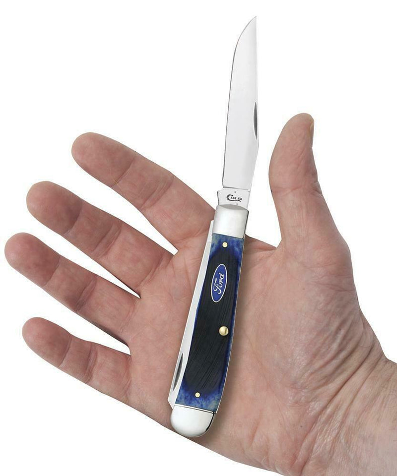 Case XX Ford Trapper Pocket Knife Stainless Steel Blades Blue Sawcut Bone Handle 14301 -Case Cutlery - Survivor Hand Precision Knives & Outdoor Gear Store