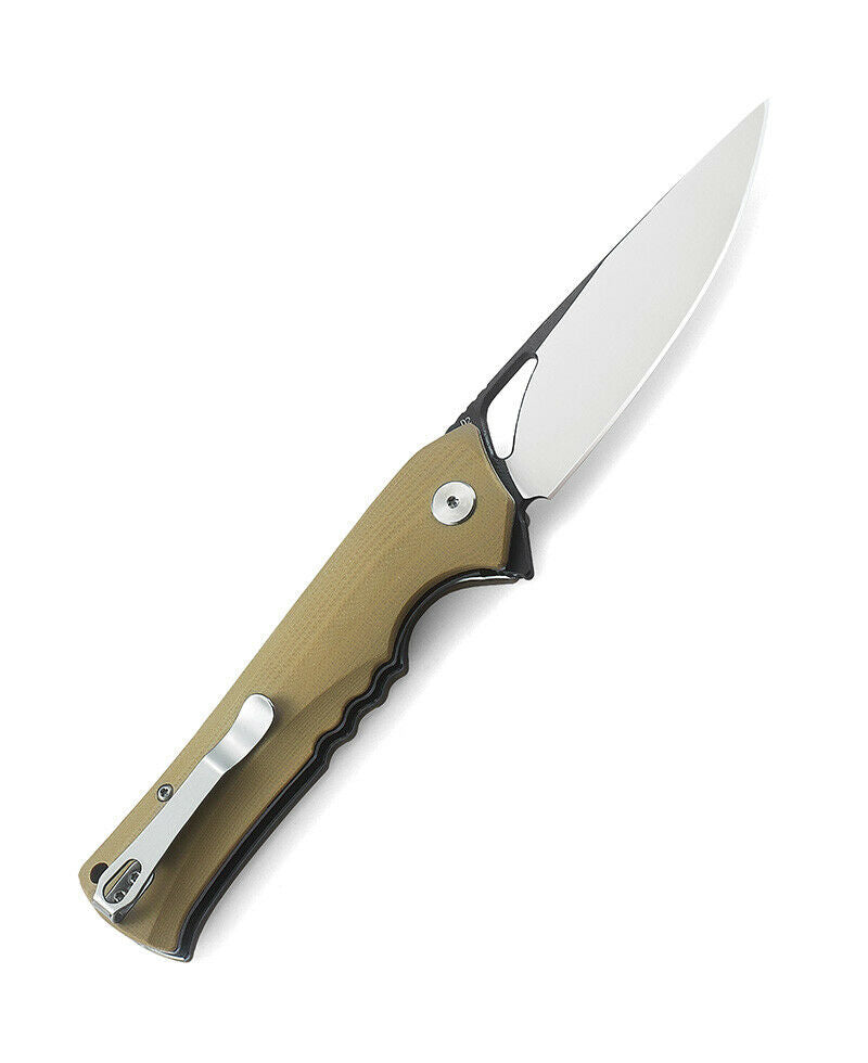 Bestech Knives Muskie Folding Knife 3.75" D2 Tool Steel Blade Beige G10 Handle G20C2 -Bestech Knives - Survivor Hand Precision Knives & Outdoor Gear Store