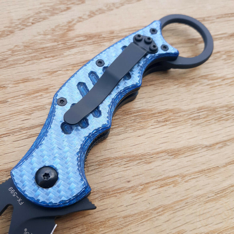 Fox Karambit Framelock Folding Knife 2.5" Stainless Steel Blade Blue G10 Handle 599BLT -Fox - Survivor Hand Precision Knives & Outdoor Gear Store