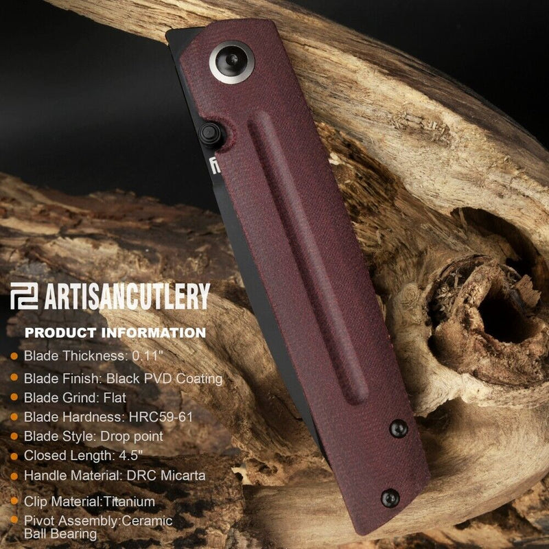 Artisan Sirius Folding Knife 3.54" S35VN Steel Blade Brown Micarta Handle Z1849PBDRC -Artisan - Survivor Hand Precision Knives & Outdoor Gear Store