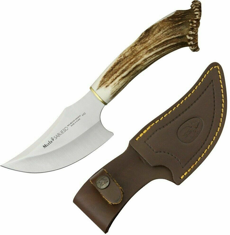 Muela Sabueso Skinner Fixed Knife 4.12" 440C Steel Blade Crown Stag / Brass Handle SABUESO -Muela - Survivor Hand Precision Knives & Outdoor Gear Store