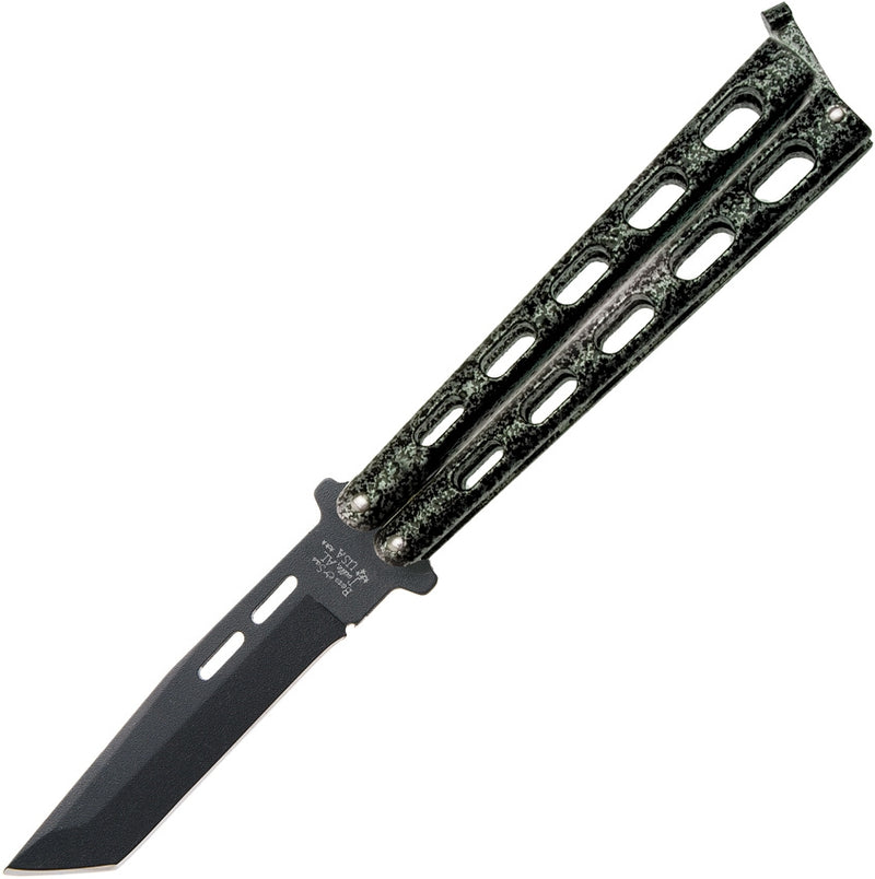 Bear & Son Butterfly Folding Knife 4" 1095HC Steel Blade Silver Vein Epoxy Coated Zinc Handle 115TAN -Bear & Son - Survivor Hand Precision Knives & Outdoor Gear Store