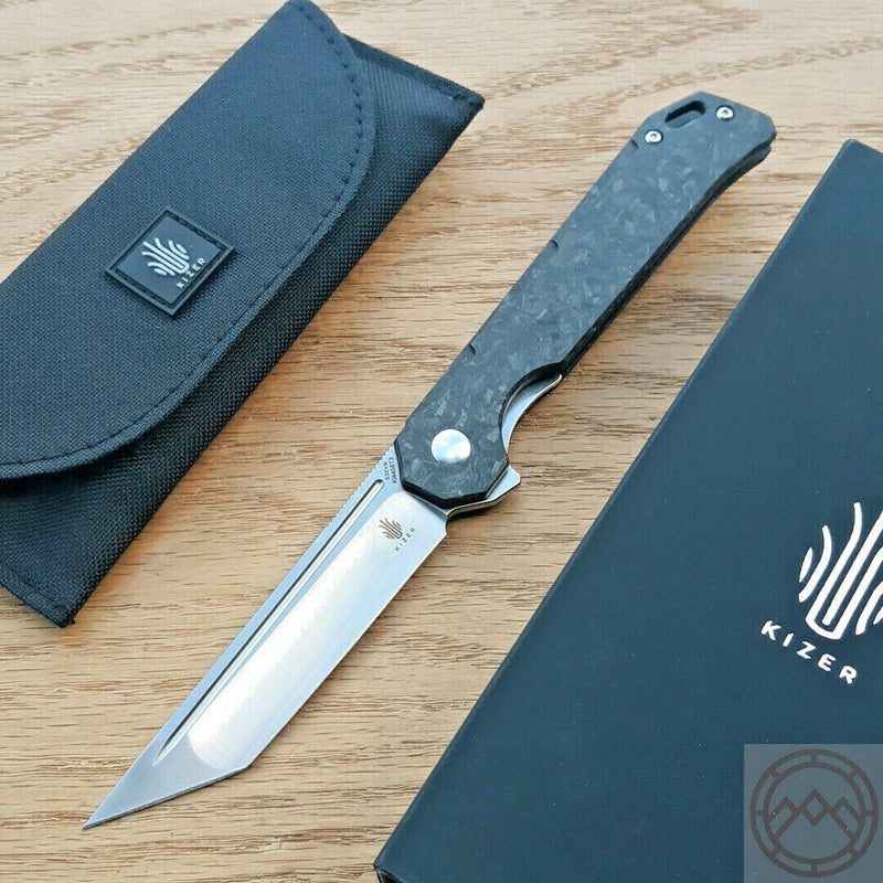 Kizer Cutlery Begleiter Framelock Folding Knife 3.5" S35VN Steel Blade Marbled Carbon Fiber Handle 4458T3 -Kizer Cutlery - Survivor Hand Precision Knives & Outdoor Gear Store