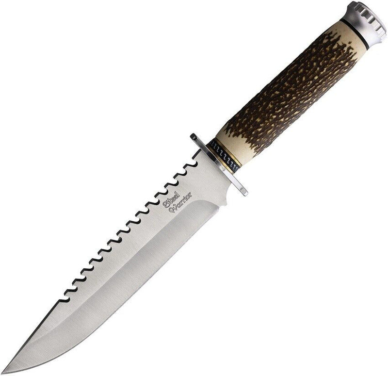 Frost Cutlery Fixed Knife 6.5" Sawback Stainless Steel Blade Stag Bone Resin Handle W609SBR -Frost Cutlery - Survivor Hand Precision Knives & Outdoor Gear Store