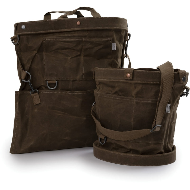 Barebones Living Foraging Bag Dark Khaki 12.5" x 4" x 13" Waterproof/Solid Canvas/Mesh Liner Waxed Cotton Construction RE099 -Barebones Living - Survivor Hand Precision Knives & Outdoor Gear Store