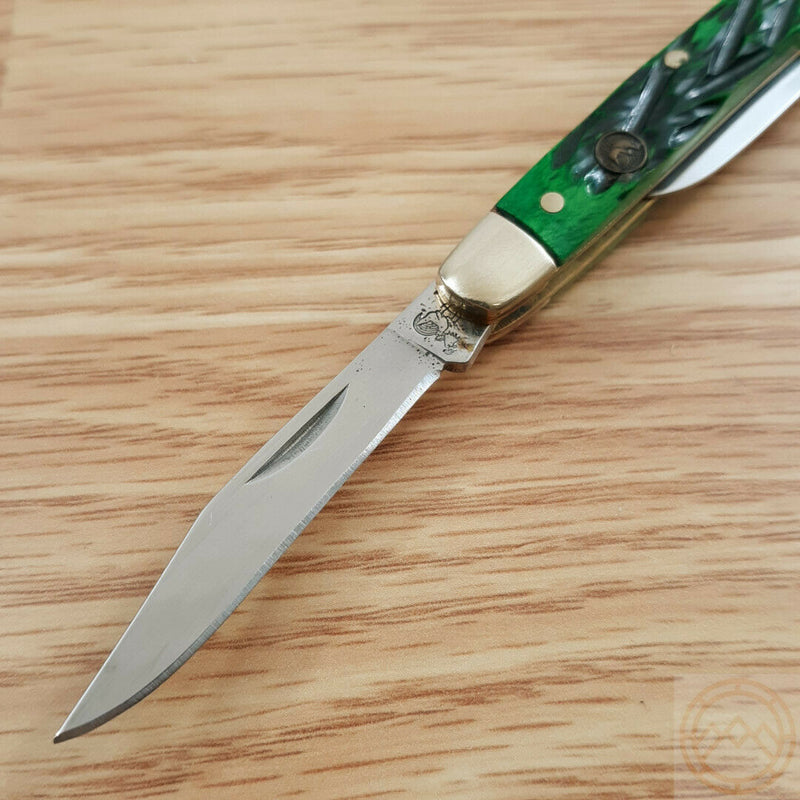 Hen & Rooster Pocket Knife Stainless Steel Clip And Pen Blades Green Pick Bone Handle 302GPB -Hen & Rooster - Survivor Hand Precision Knives & Outdoor Gear Store