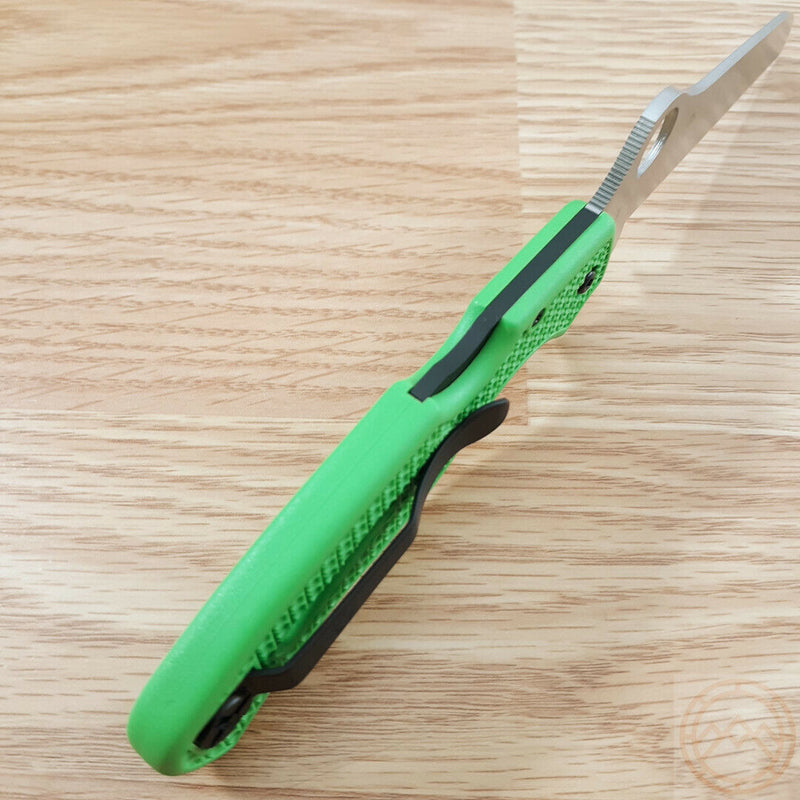 Spyderco Atlantic Salt Lockback Folding Knife 3.63" LC 200 N Tool Steel Blade Green Bi-Directional Texture FRN Handle C89FPGR -Spyderco - Survivor Hand Precision Knives & Outdoor Gear Store