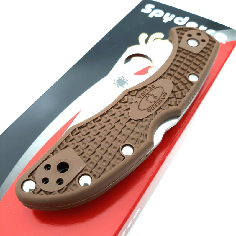 Spyderco Delica Lockback Folding Knife 3" VG-10 Steel Blade Brown Textured FRN Handle 11FPBN -Spyderco - Survivor Hand Precision Knives & Outdoor Gear Store