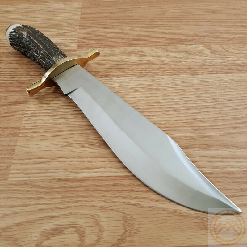 Frost Cutlery Whitetail Bowie Fixed Knife 9.5" Stainless Steel/Clip Point Blade Elk Stag Handle T005 -Frost Cutlery - Survivor Hand Precision Knives & Outdoor Gear Store