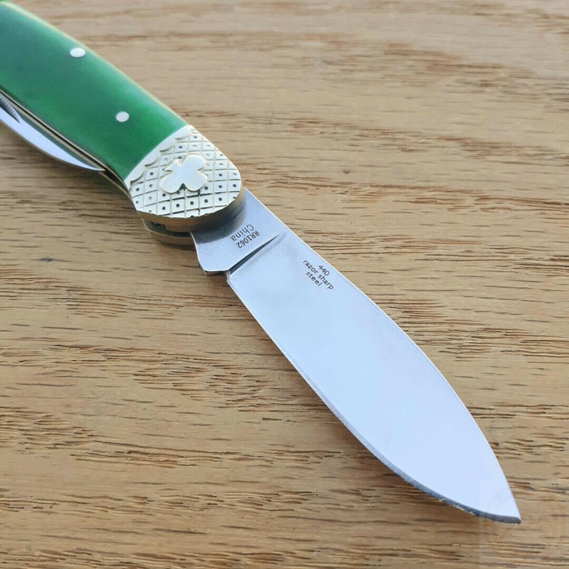 Rough Ryder Canoe Pocket Knife Stainless Steel Blades Green Smooth Bone Handle 1062 -Rough Ryder - Survivor Hand Precision Knives & Outdoor Gear Store