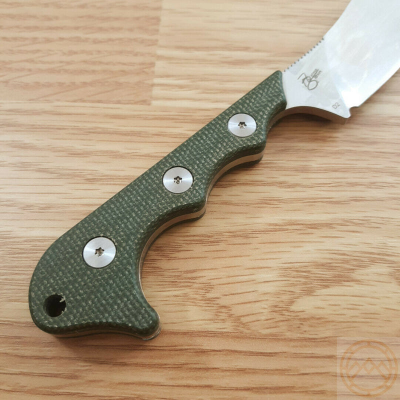 QSP Knife Neckmuk Neck Fixed Knife 2.88" D2 Tool Steel Blade Green Linen Micarta Handle 125F -QSP Knife - Survivor Hand Precision Knives & Outdoor Gear Store