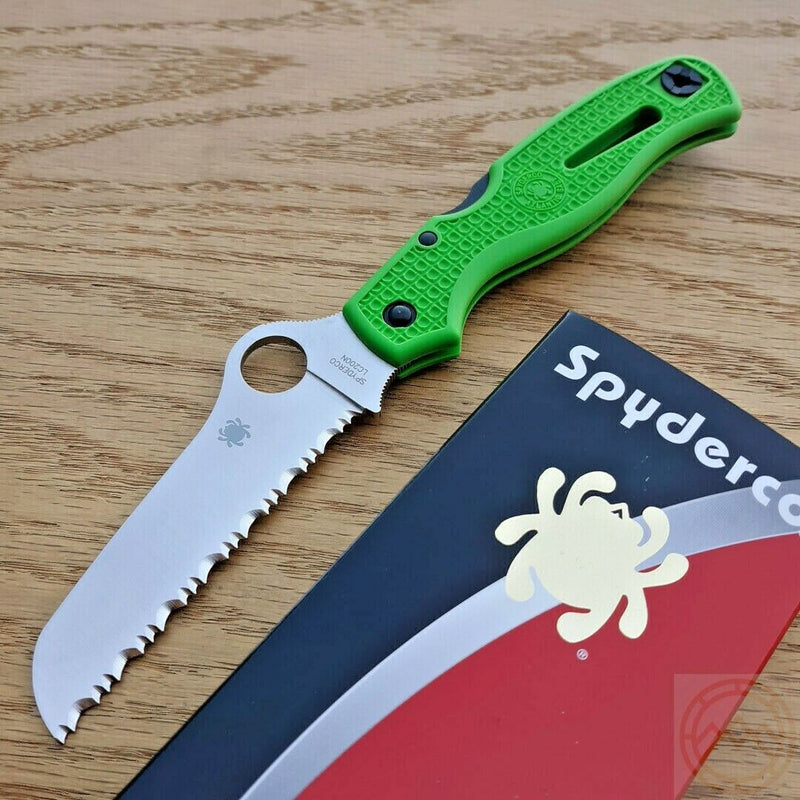 Spyderco Atlantic Salt Lockback Folding Knife 3.63" LC 200 N Tool Steel Blade Green Bi-Directional Texture FRN Handle 89FSGR -Spyderco - Survivor Hand Precision Knives & Outdoor Gear Store