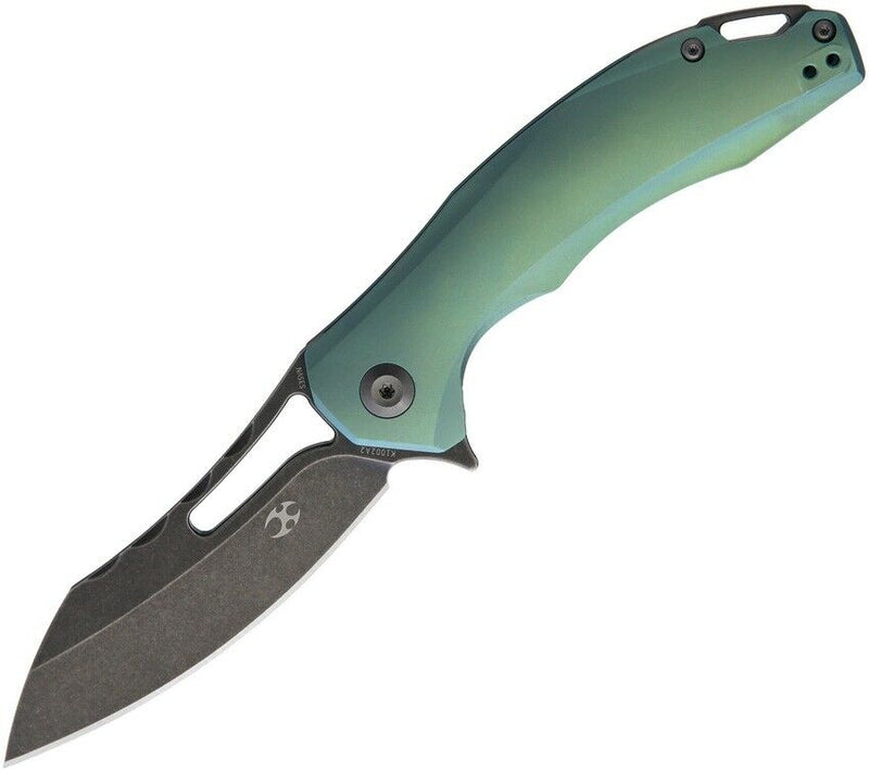 Kansept Spirit Framelock Folding Knife 3.75" S35VN Steel Blade Green Anodized Titanium Handle 002A2 -Kansept Knives - Survivor Hand Precision Knives & Outdoor Gear Store