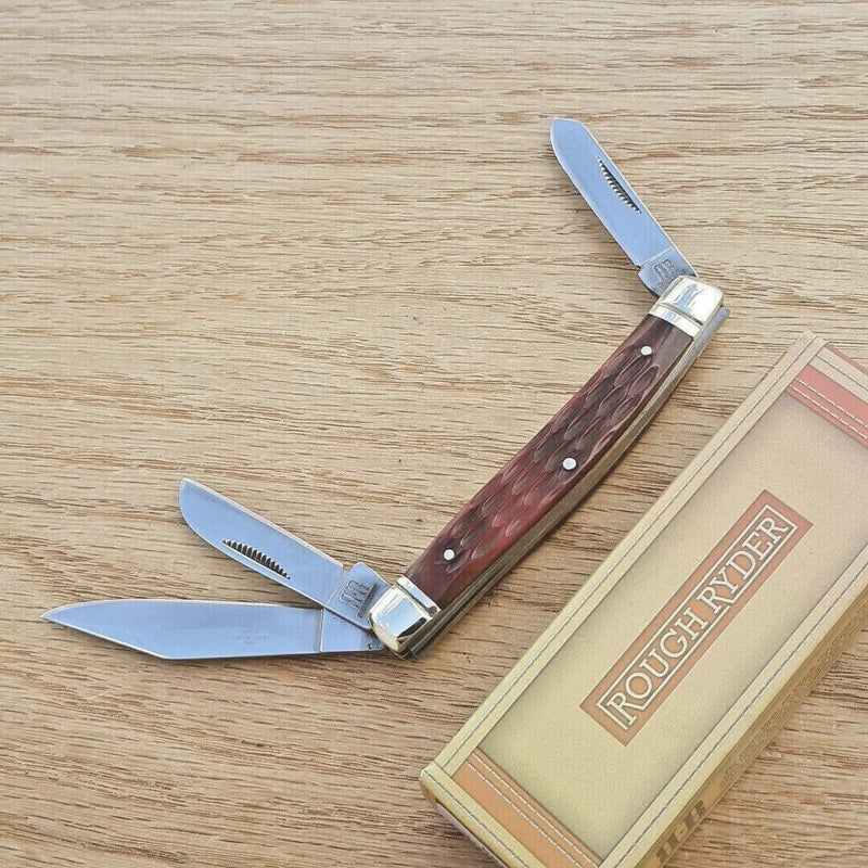 Rough Rider Stockman Pocket Knife 440 Stainless Steel Blades Red Jigged Bone Handle 291 -Rough Ryder - Survivor Hand Precision Knives & Outdoor Gear Store
