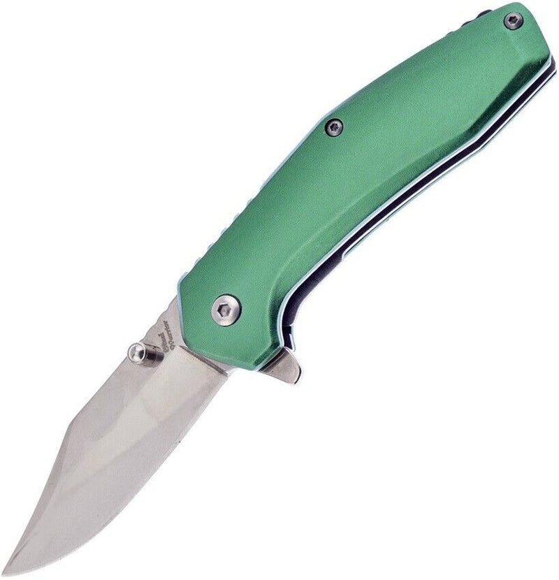 Frost Cutlery Linerlock A/O Folding Knife 2.75" 3Cr13 Steel Clip Point Blade Green Aluminum Handle W887G -Frost Cutlery - Survivor Hand Precision Knives & Outdoor Gear Store