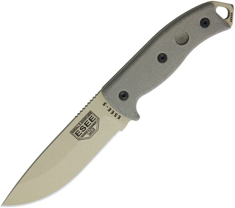 ESEE Model 5 Survival Fixed Knife 5.25" 1095HC Steel Blade OD Green Canvas Micarta Handle 5PDT -ESEE - Survivor Hand Precision Knives & Outdoor Gear Store