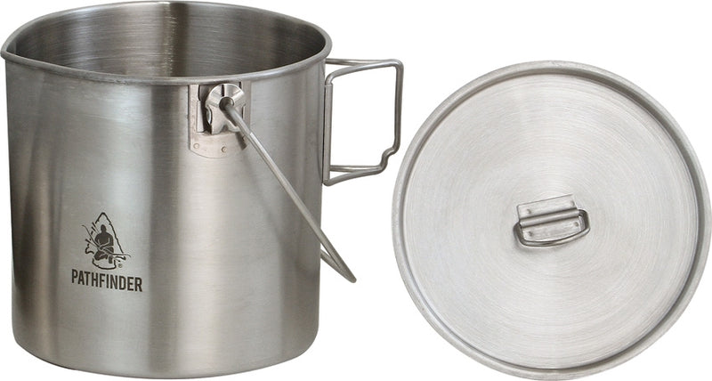 Pathfinder Bush Pot 64 oz Dimensions 6" x 5.75" Stainless One Piece Construction 012 -Pathfinder - Survivor Hand Precision Knives & Outdoor Gear Store