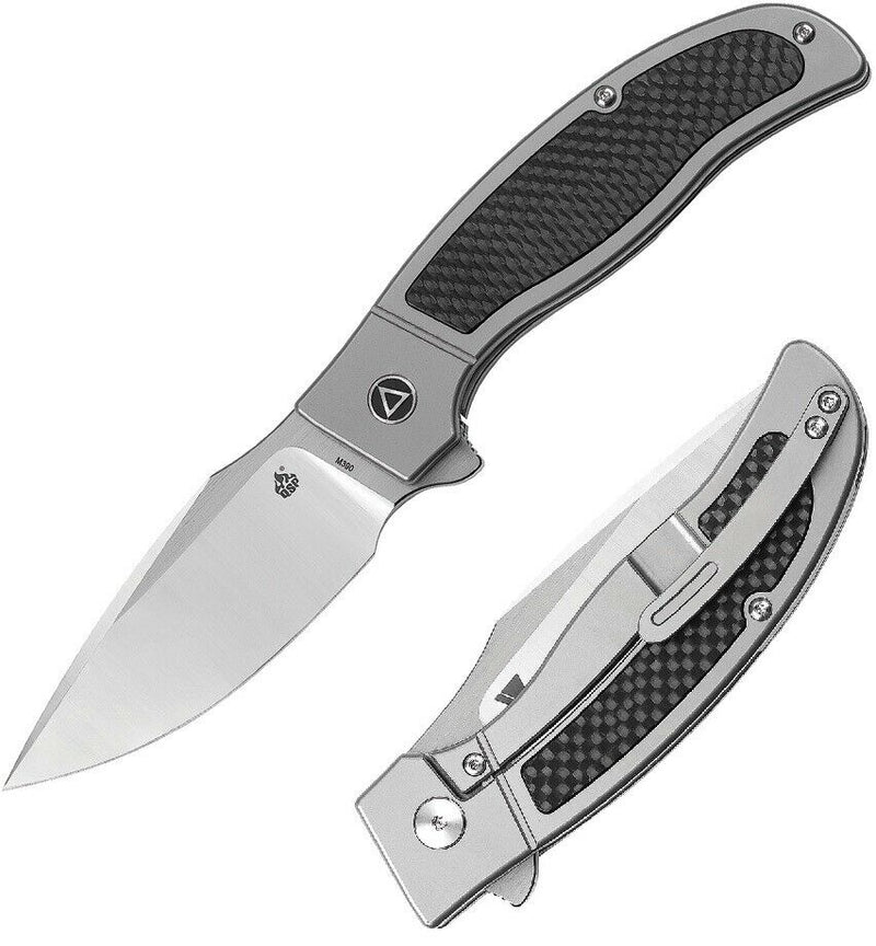 QSP Knife Legatus Folding Knife 3.5" M390 Steel Blade Titanium/Carbon Fiber Handle 136A -QSP Knife - Survivor Hand Precision Knives & Outdoor Gear Store