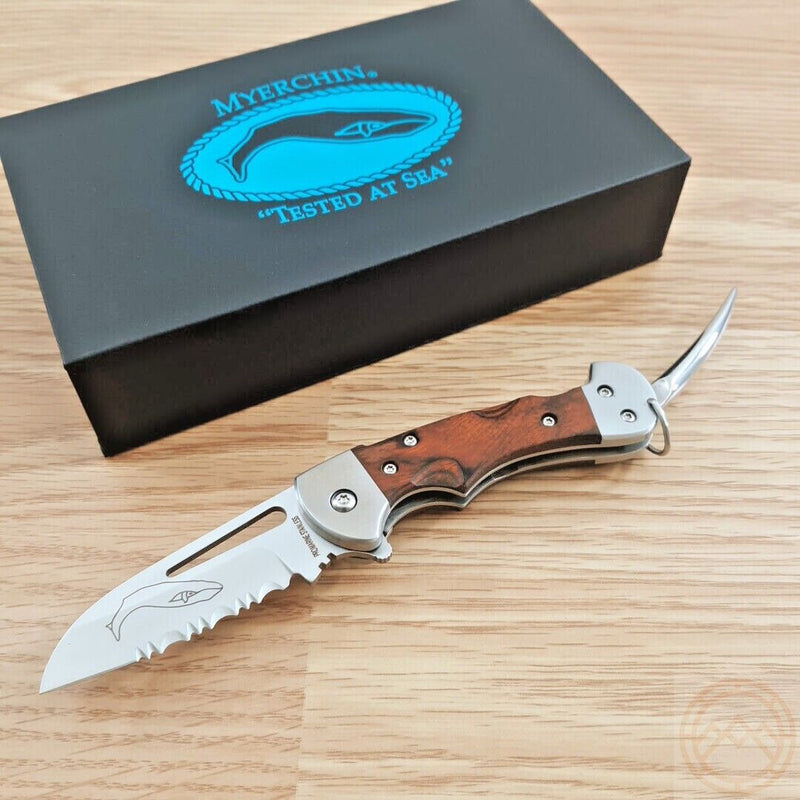 Myerchin Generation 2 Crew Pro Folding Knife 2.5" Stainless Steel Blade Wood/Stainless Handle WF377P -Myerchin - Survivor Hand Precision Knives & Outdoor Gear Store