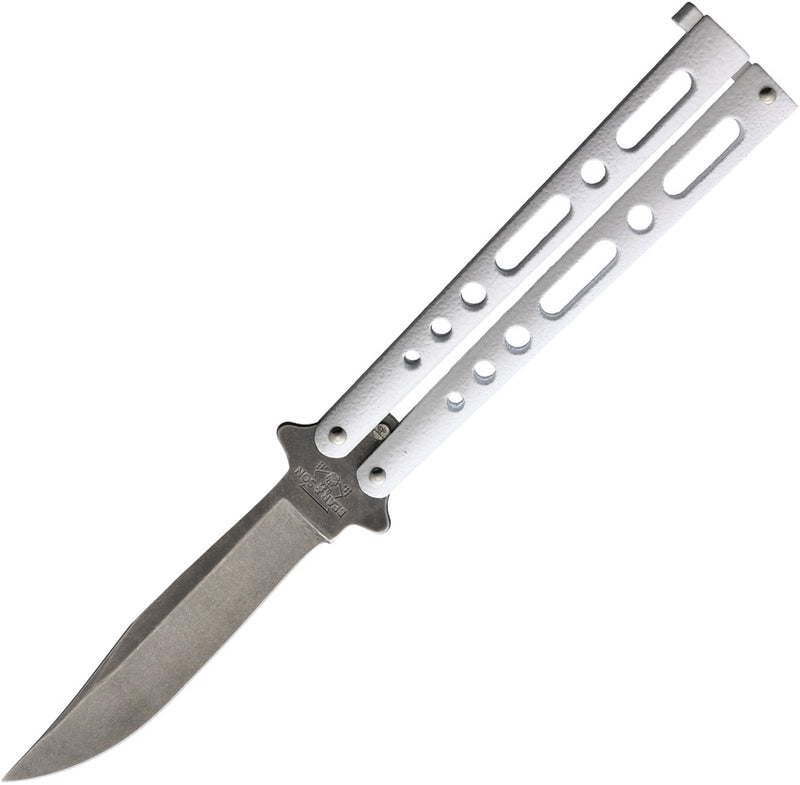 Bear & Son Butterfly Folding Knife 3.38" Carbon Steel Clip Point Blade White Zinc Handle 117WSW -Bear & Son - Survivor Hand Precision Knives & Outdoor Gear Store