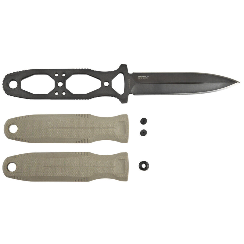 SOG Pentagon FX Fixed Knife 4.75" Black TiNi Coated S35VN Steel Full Tang Blade Flat Dark Earth G10 Handle G17610257 -SOG - Survivor Hand Precision Knives & Outdoor Gear Store