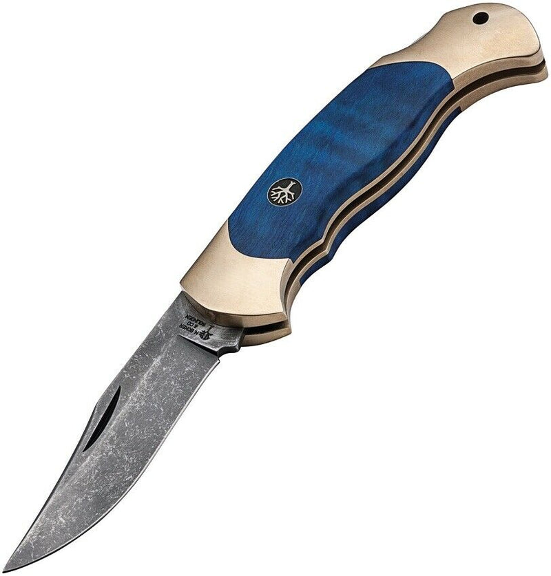 Boker Scout Lockback Folding Knife 2.88" C75 Steel Blade Blue Chestnut Wood Handle 112099 -Boker - Survivor Hand Precision Knives & Outdoor Gear Store