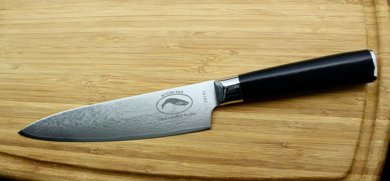 Myerchin Galley Chefs Kitchen Knife 8" Damascus Steel Blade Black G10 Handle G100 -Myerchin - Survivor Hand Precision Knives & Outdoor Gear Store