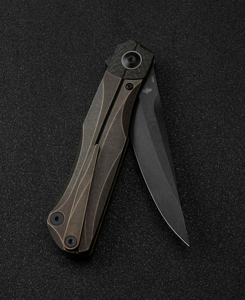 Bestech Knives THYRA Folding Knife 3.5" M390 Steel Blade Titanium/Carbon Fiber T2106C -Bestech Knives - Survivor Hand Precision Knives & Outdoor Gear Store