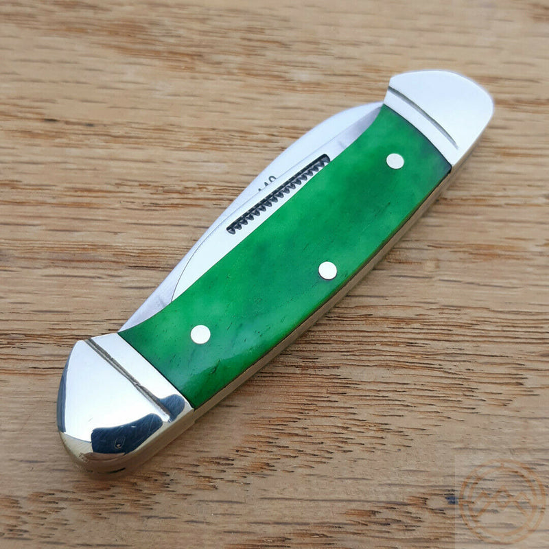 Rough Ryder Mini Canoe Pocket Knife Stainless Blades Green Smooth Bone Handle 057 -Rough Ryder - Survivor Hand Precision Knives & Outdoor Gear Store