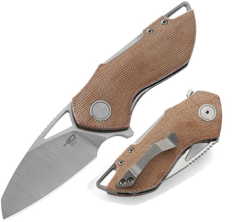 Bestech Knives Riverstone Folding Knife 2.5" 154CM Steel Blade Natural Canvas Micarta Handle KL03E -Bestech Knives - Survivor Hand Precision Knives & Outdoor Gear Store