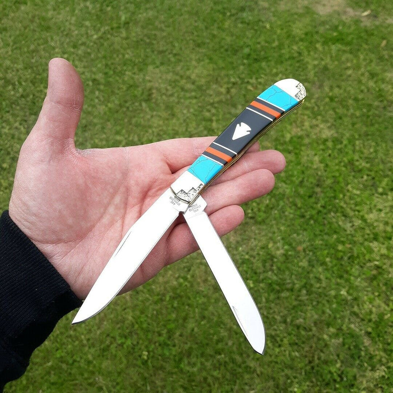 Frost Cutlery Arrowhead Trapper Pocket Knife Stainless Blades Turquoise Handle HS108AH -Frost Cutlery - Survivor Hand Precision Knives & Outdoor Gear Store