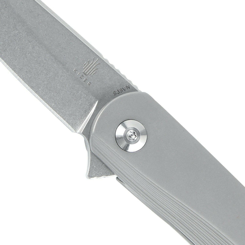 Kizer Cutlery Zen Folding Knife 3.25" Stonewash Finish S35VN Steel Blade Titanium Handle KI4553 -Kizer Cutlery - Survivor Hand Precision Knives & Outdoor Gear Store