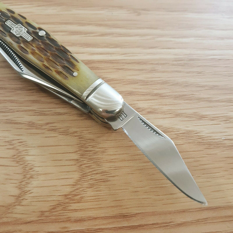 Rough Ryder Whittler Pocket Knife Stainless Steel Blades Amber Jigged Bone Handle 106 -Rough Ryder - Survivor Hand Precision Knives & Outdoor Gear Store