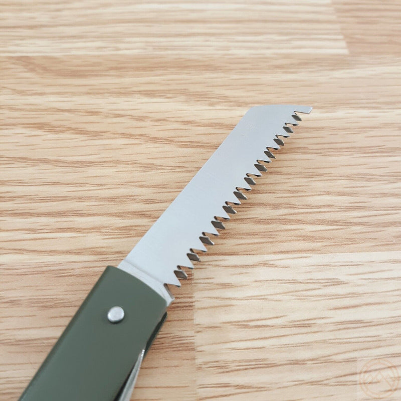 Boker Japanese Army Pen Saw Pocket Knife 440 Steel Blade Green Stainless Steel Handle 01HY002 -Boker - Survivor Hand Precision Knives & Outdoor Gear Store