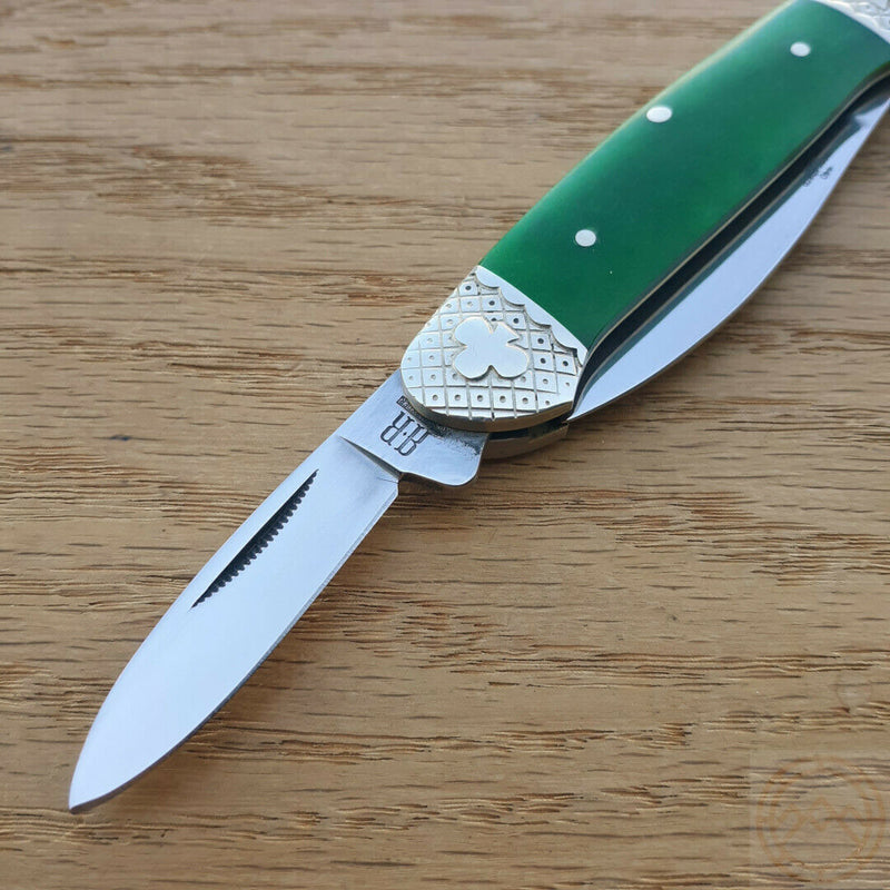 Rough Ryder Canoe Pocket Knife Stainless Steel Blades Green Smooth Bone Handle 1062 -Rough Ryder - Survivor Hand Precision Knives & Outdoor Gear Store